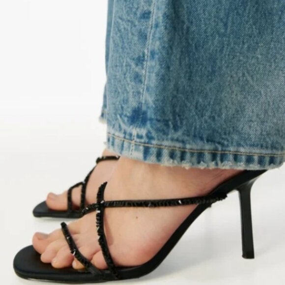 Zara Shoes - Zara Heeled Sandals with Rhinestone Straps